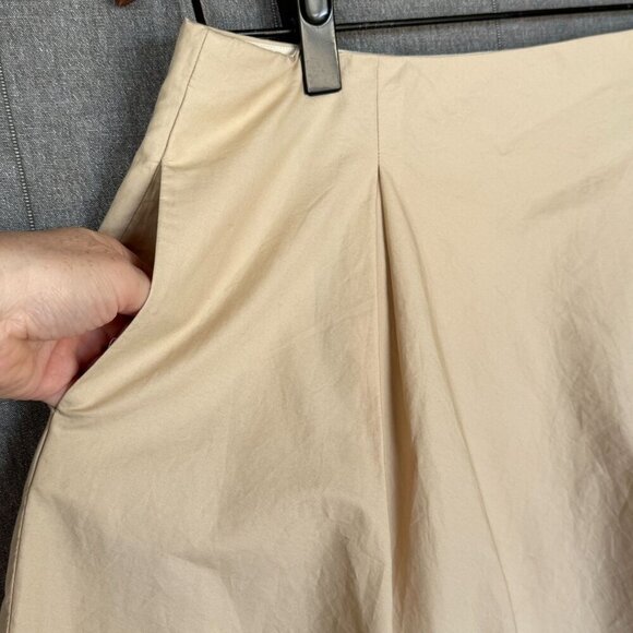 Ralph Lauren Sport Light Tan 100% Cotton Pleated A Line Short Skirt Size 14 - Picture 3 of 13